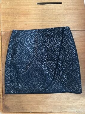 Glimmery Black Floral Jacquard Mini Skirt